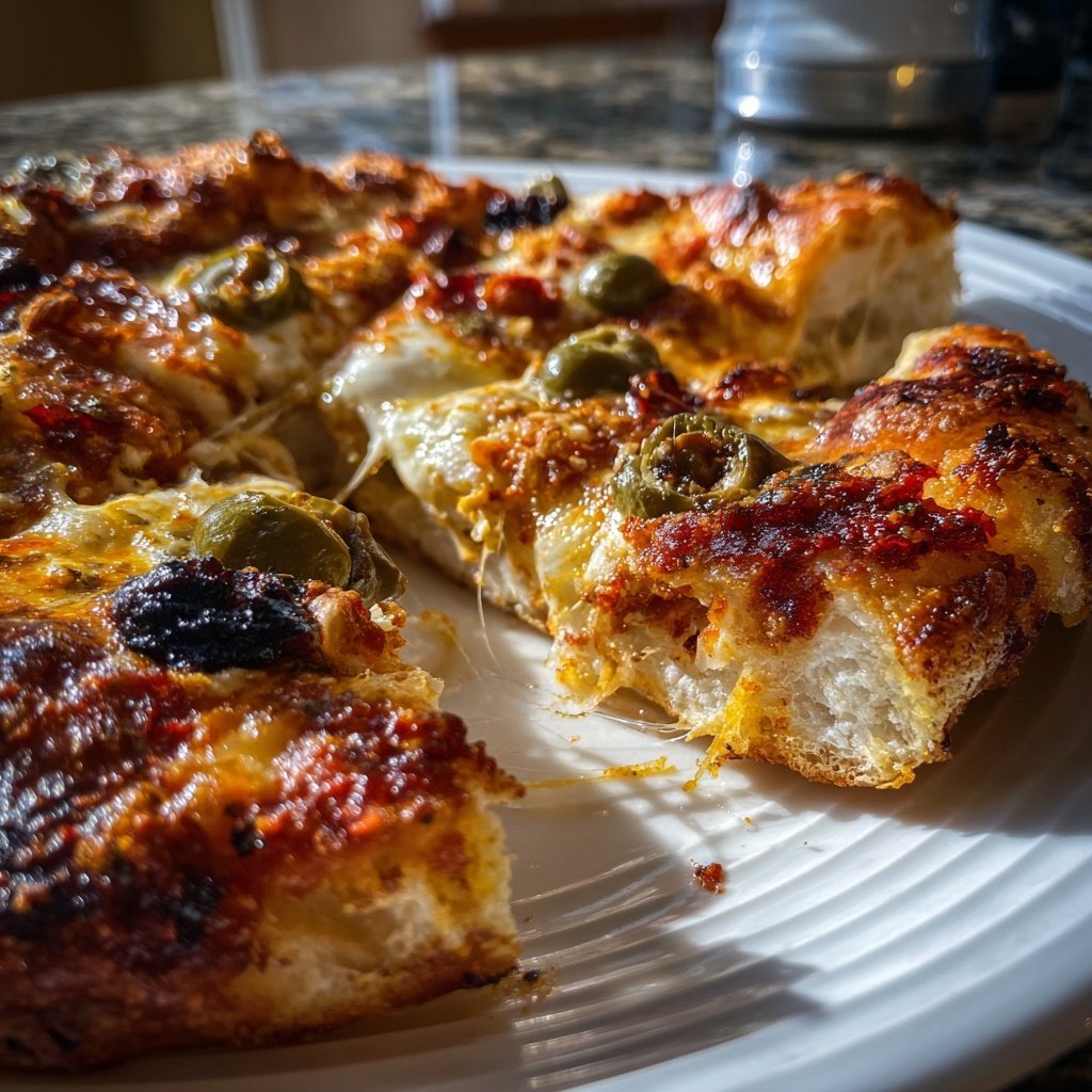 Pizza mit Oliven und Kapern