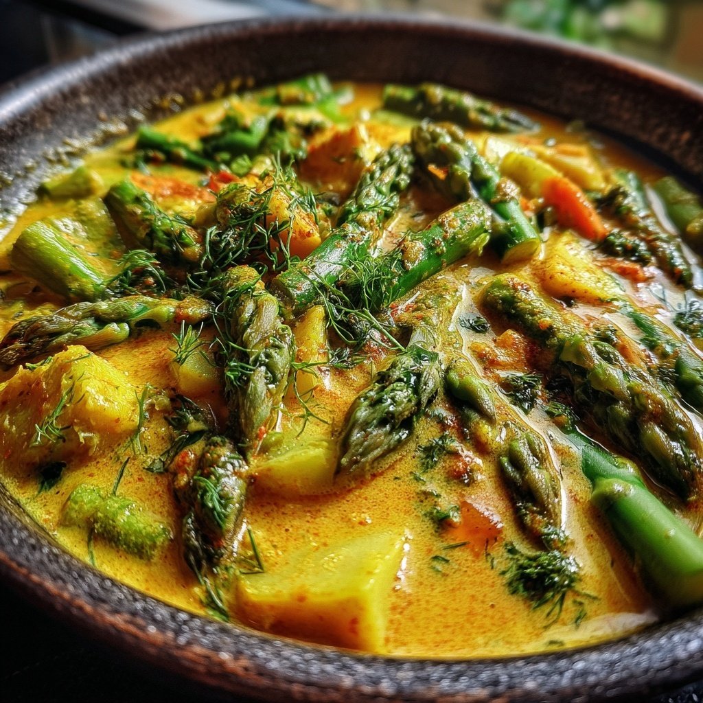Gemüsecurry mit grünem Spargel