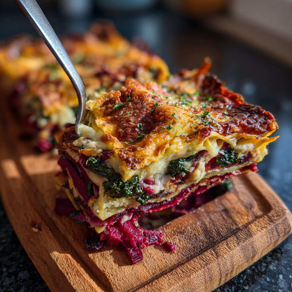 Vegetarische Lasagne mit Rote Bete