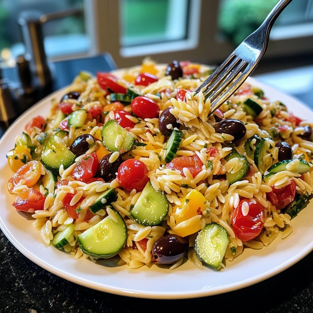 Griechischer Orzo Nudelsalat