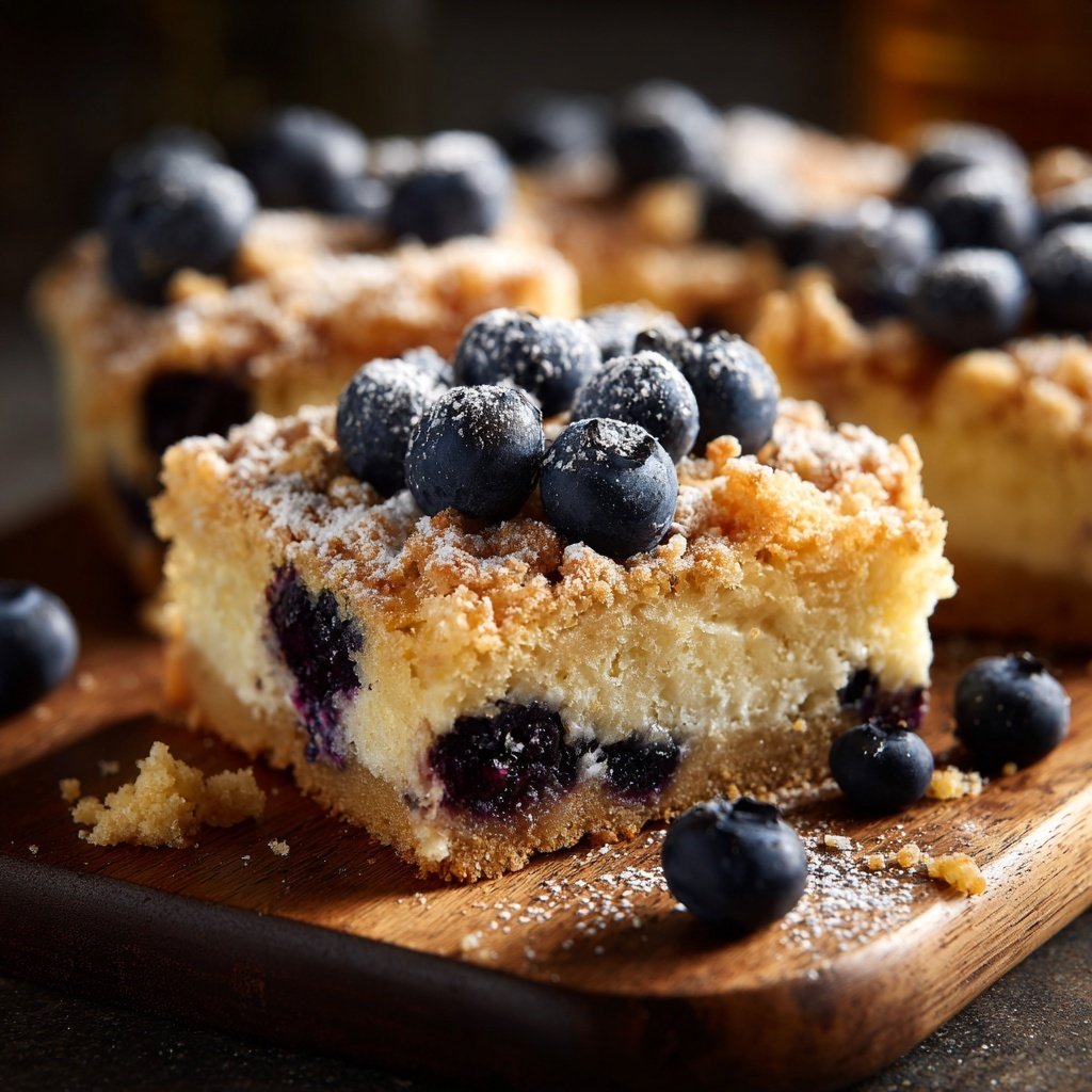 Blechkuchen mit Heidelbeeren und Quark